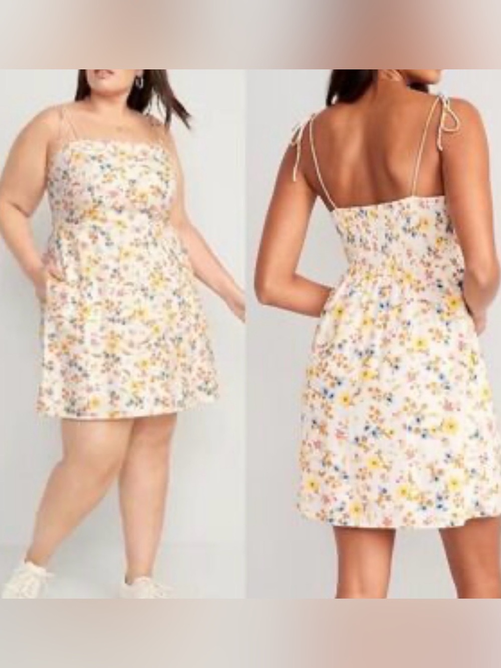 Old Navy Off White Cream Floral Tie-Shoulder Mini Dress XXL